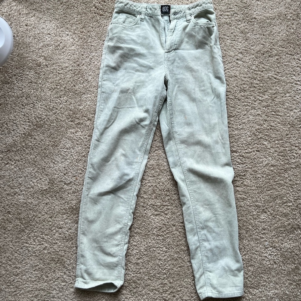 Mint Green Corduroy Urban Outfitters Mom Highrise Pants